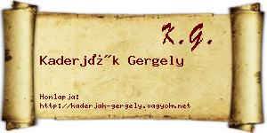 Kaderják Gergely névjegykártya